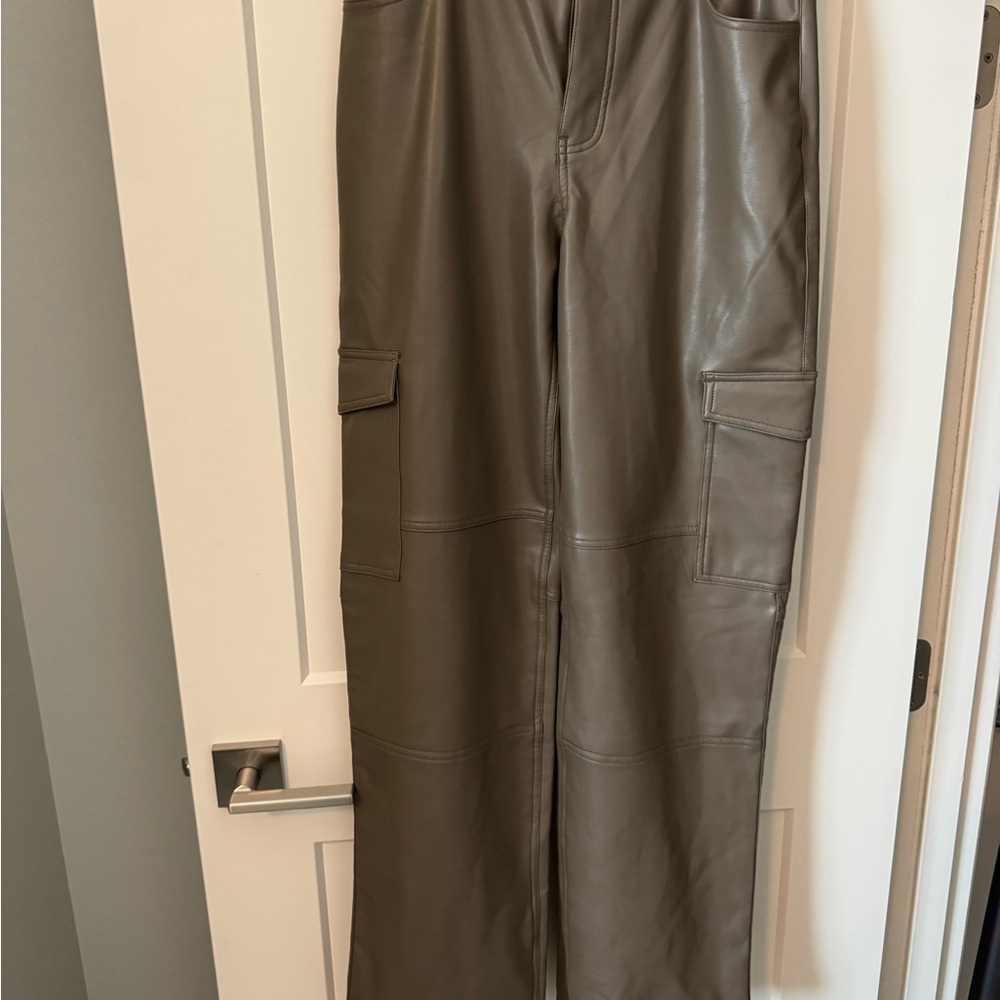 Abercrombie Cargo Leather Pants in Taupe